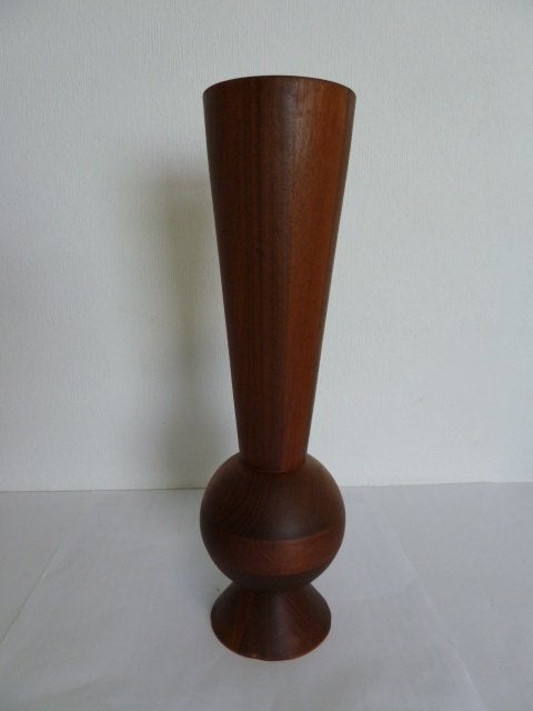 Houten vaas (designobject) 48cm 1.9kg(Scandinavisch?), 48 cm, Handgemaakt, Ophalen of Verzenden, Bruin