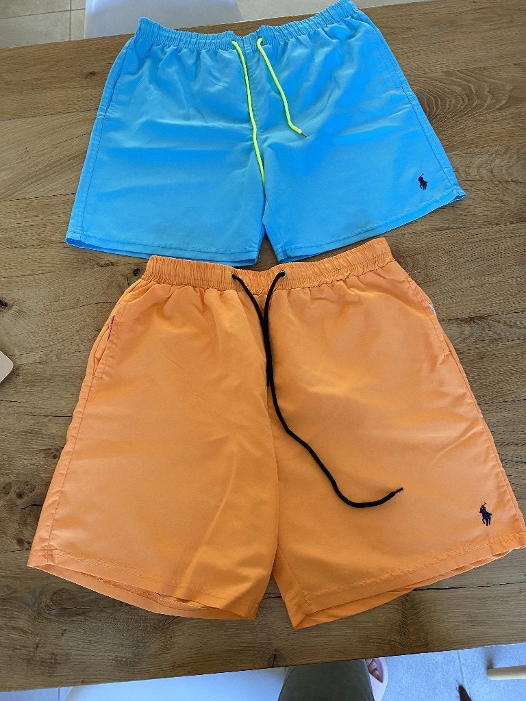 2 zwemshorts oranje en turquoise, Kleding | Heren, Ophalen of Verzenden, Maat 52/54 (L), Oranje, Zwemshort
