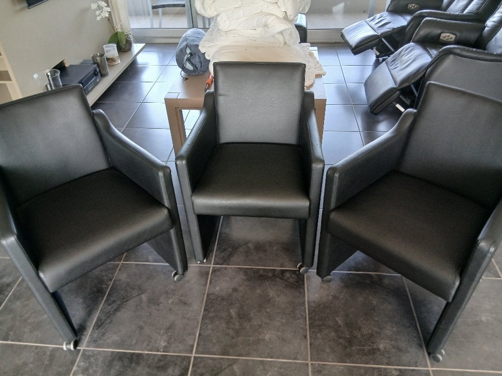 stoelen eetkamer, Huis en Inrichting, Ophalen, Zwart, Leer, Zo goed als nieuw