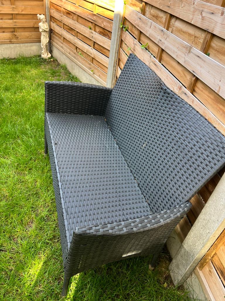 4-delige wicker tuinset met kussens, Ophalen, Kunststof, Loungeset