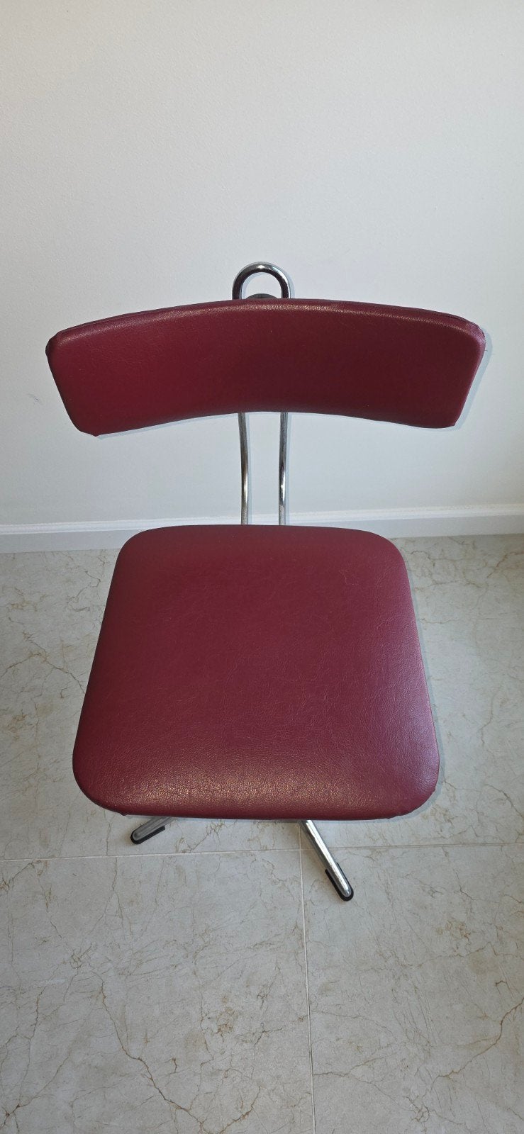 Chaise de bureau dactylo vintage en skaï bordeaux, Enlèvement, Cuir