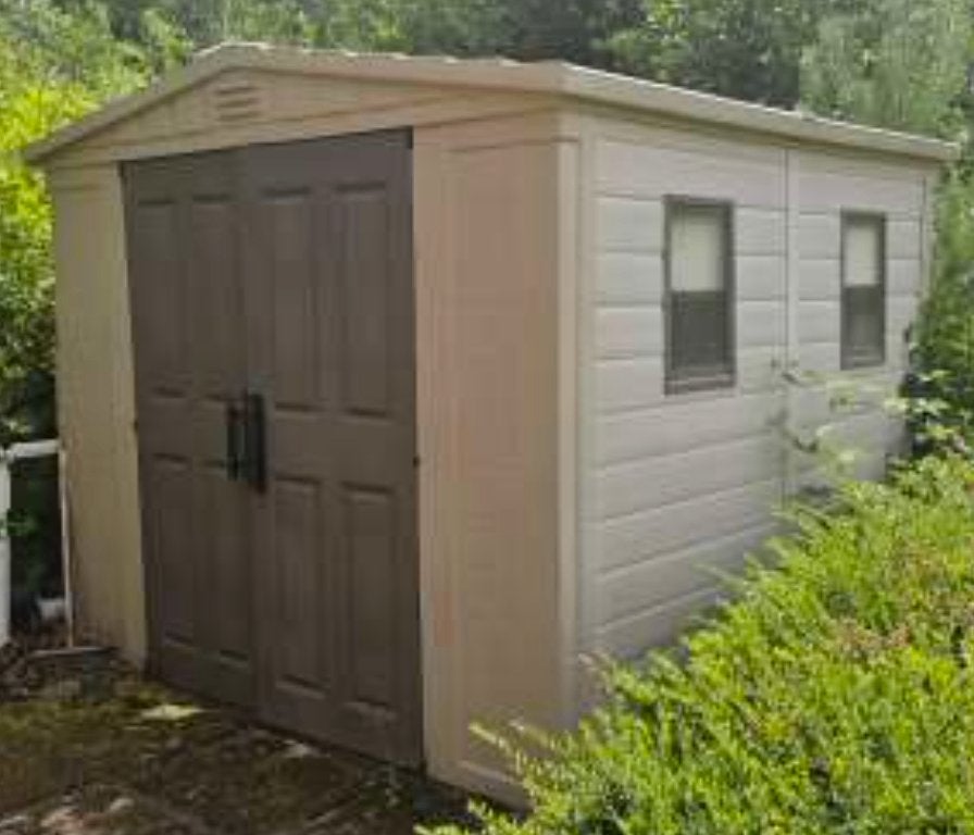 Ruim kunststof tuinhuis met dubbele deuren, Tuin en Terras, Ophalen, Kunststof, 3 ramen of meer, Schuur