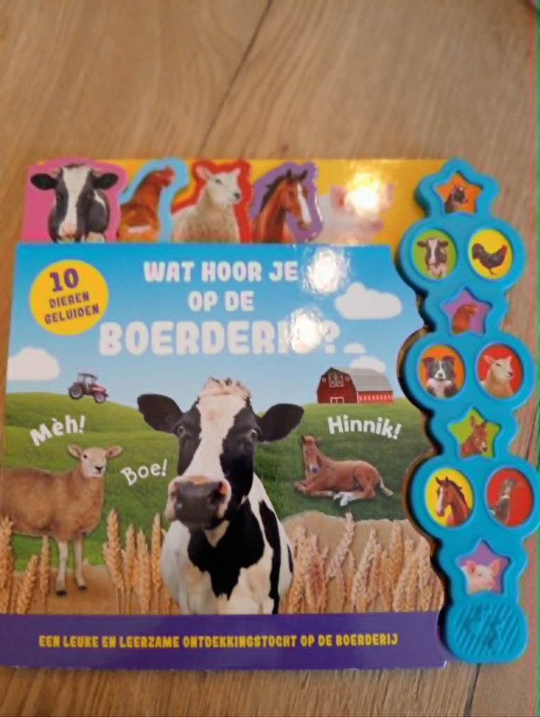 Kinderboek 'Wat hoor je op de boerderij' met geluid, Enlèvement, Utilisé, Livre de lecture
