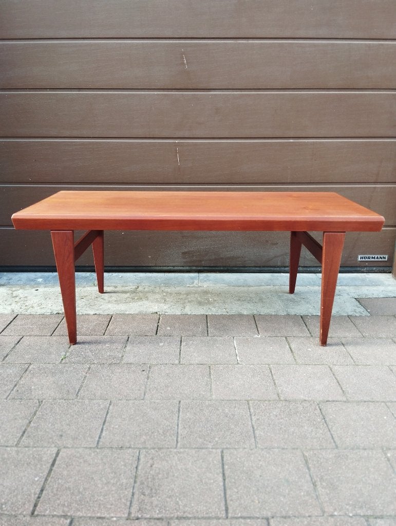 Teak salontafel door Niels Bach, Huis en Inrichting, Tafels | Salontafels, Ophalen, MCM, 100 tot 150 cm, 50 tot 75 cm