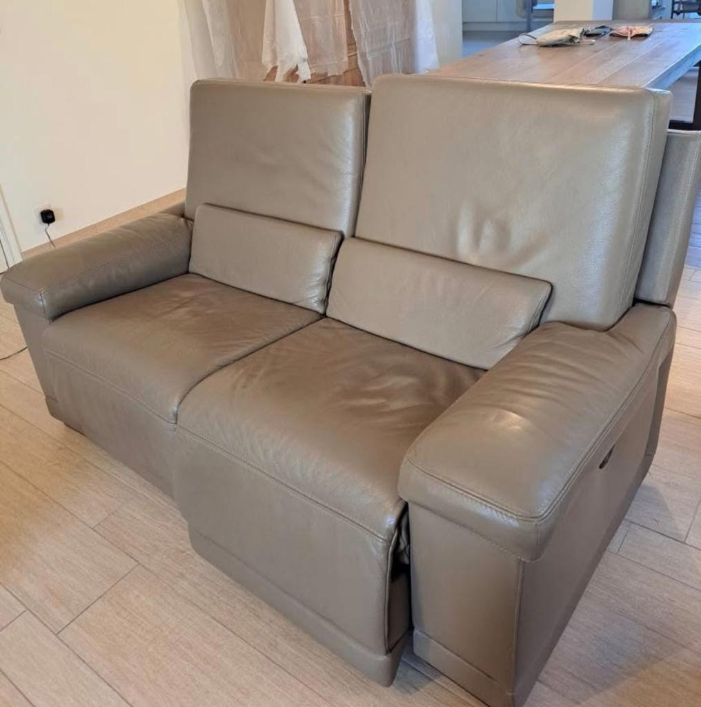 Leren beige zetel, Huis en Inrichting, Ophalen, Zo goed als nieuw