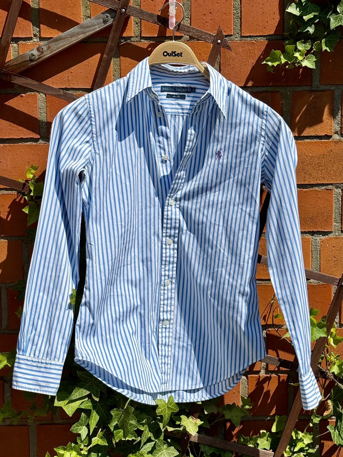 Blouse Ralph Lauren à rayures bleues pour femmes, Enlèvement ou Envoi, Comme neuf, Manches longues, Taille 34 (XS) ou plus petite