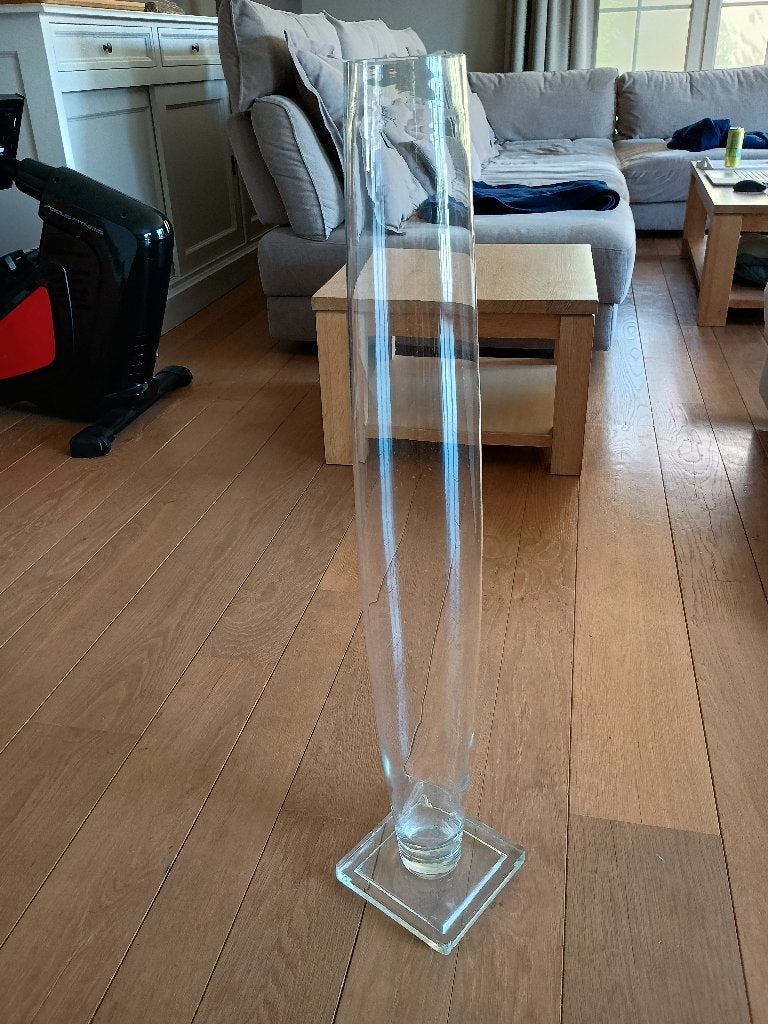 Grote mooie glazen vaas., Ophalen, Transparant, Glas, 85 cm