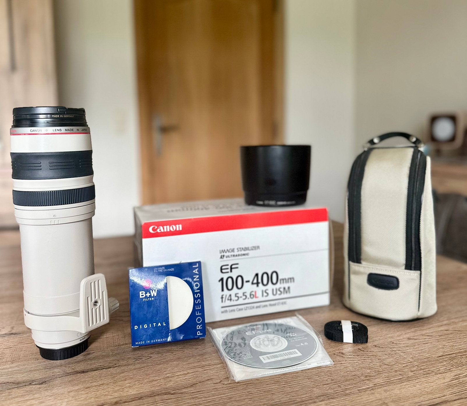 Canon EF 100-400mm f/4.5-5.6L IS USM L + Doos + Tas + Filter, Ophalen, Canon, Autofocus, Accessoires