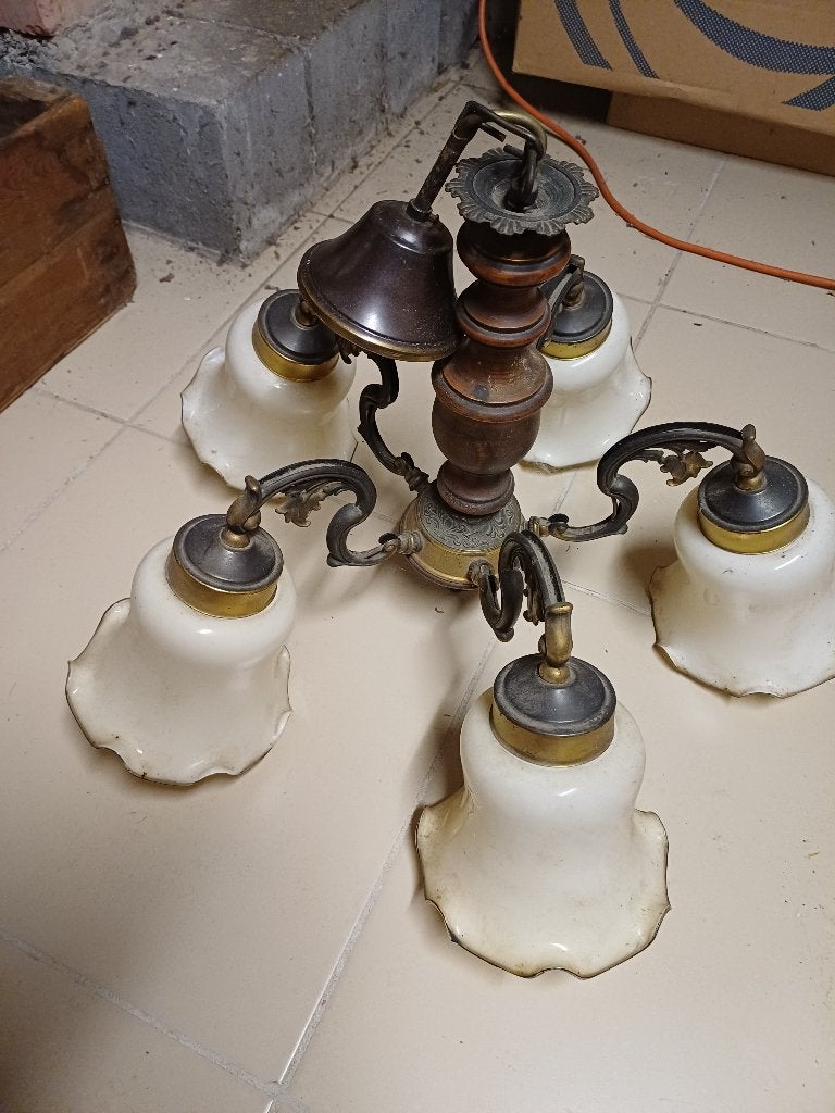 Luster met 6 armen, Maison & Meubles, Enlèvement, Utilisé, Landelijk, Autres culots