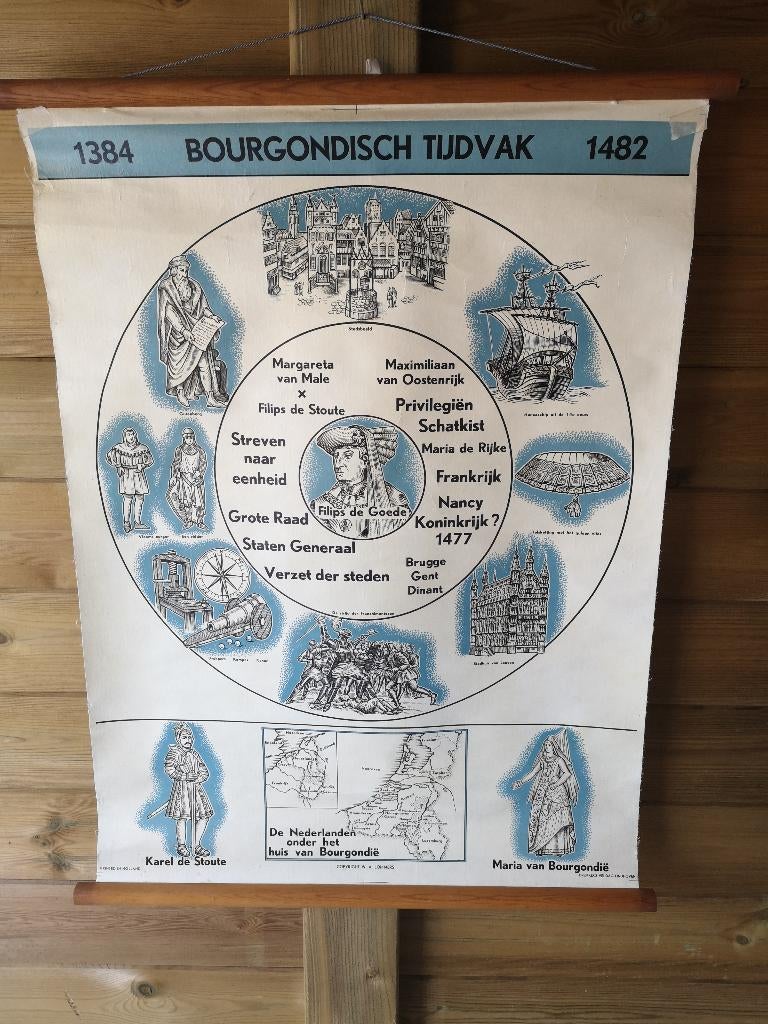 carte scolaire rétro période bourguignonne anno 1384&1482, Enlèvement ou Envoi, Histoire