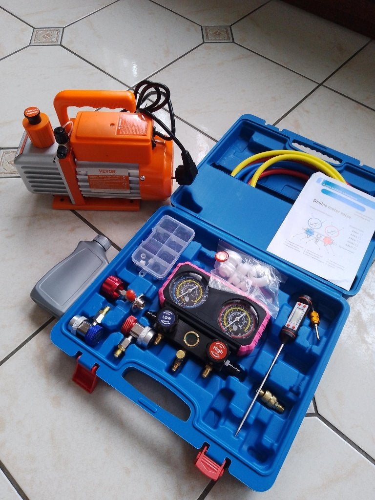 Kit Pompe à Vide Climatisation 113 L/min auto Frigoriste..., Enlèvement