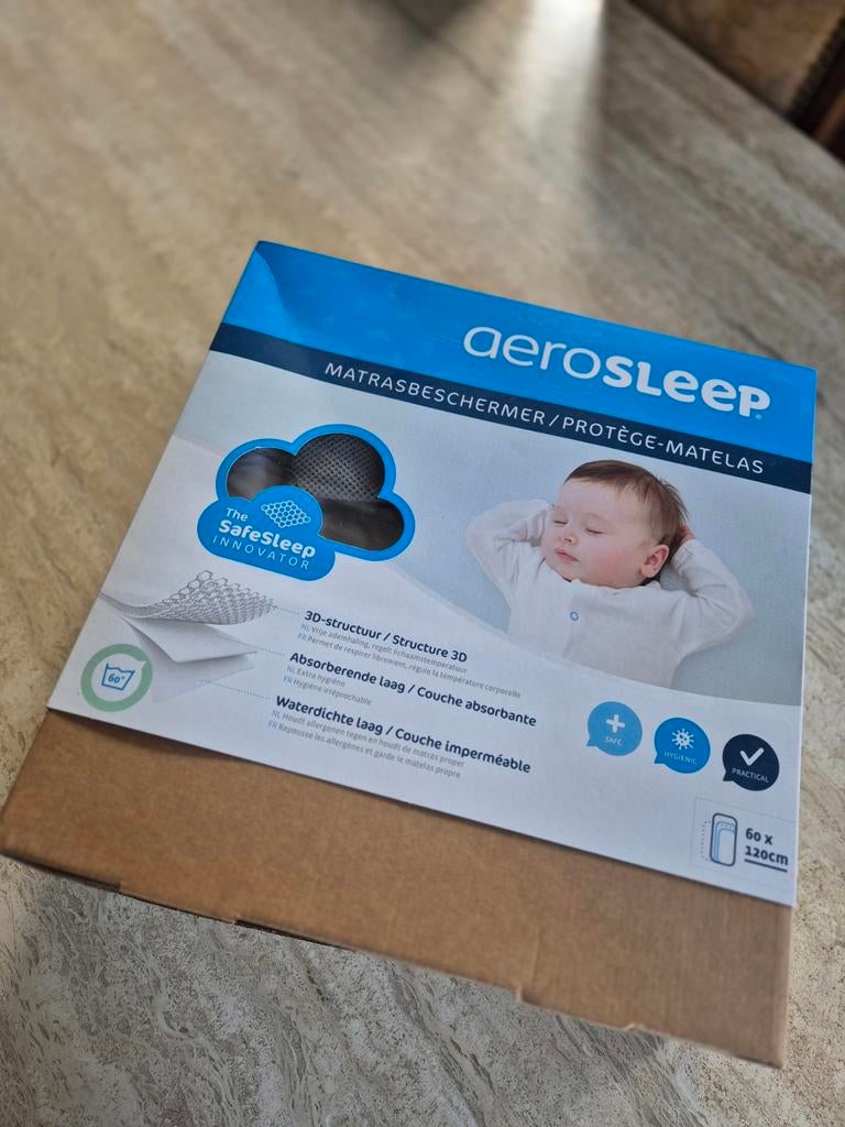 Baby Aerosleep matrasbeschermer 60x120, Ophalen of Verzenden, Zo goed als nieuw, Overige typen