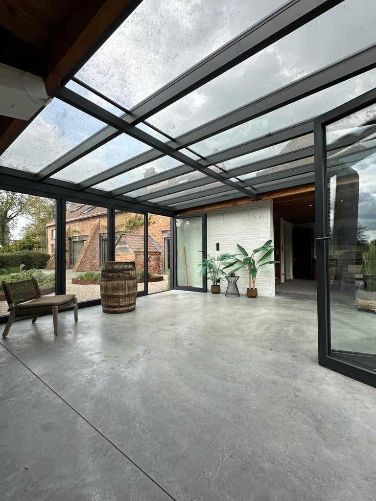 Alu glazen overkapping 5x5 m, Tuin en Terras, Ophalen, Zo goed als nieuw