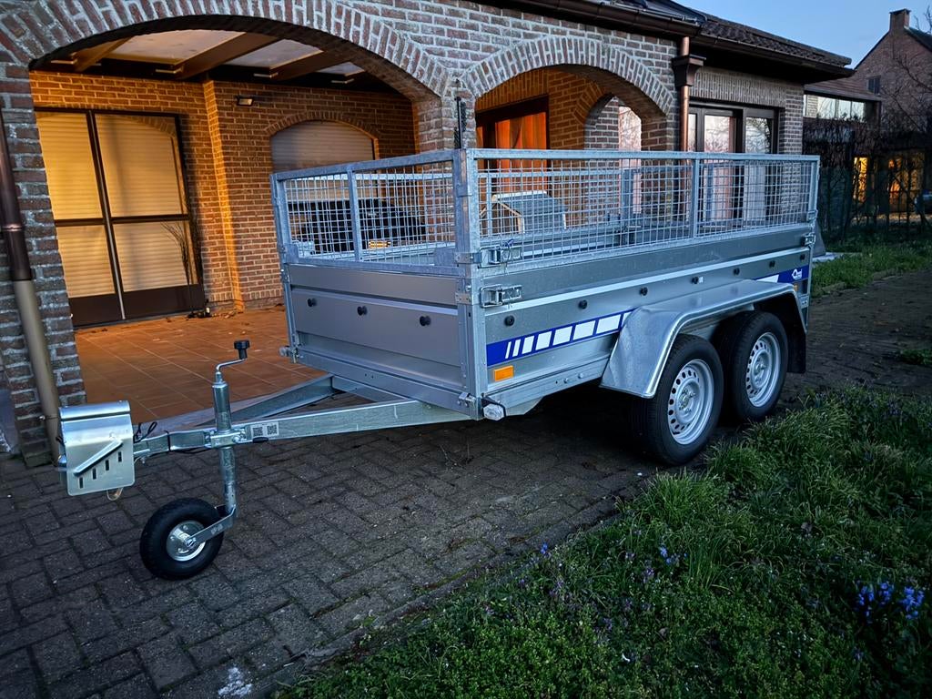 Dubbelas aanhangwagen 750kg met loofrek, Ophalen, Zo goed als nieuw
