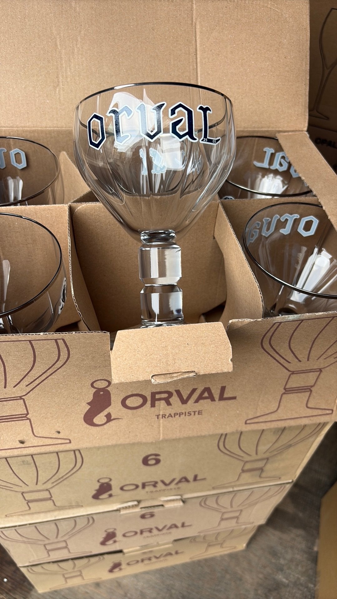 Doos van 6 Orval glazen NIEUWSTAAT, Verzamelen, Ophalen of Verzenden, Nieuw