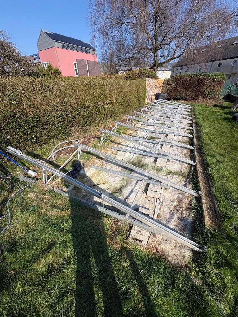 Structure en alu pour 12 panneaux photovoltaïques, Bricolage & Construction, Enlèvement, Comme neuf, Système complet