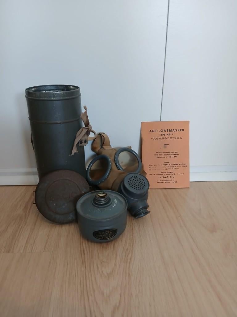 ww2 Belgisch Gasmasker, Verzamelen, Ophalen of Verzenden, Overige soorten, Helm of Baret
