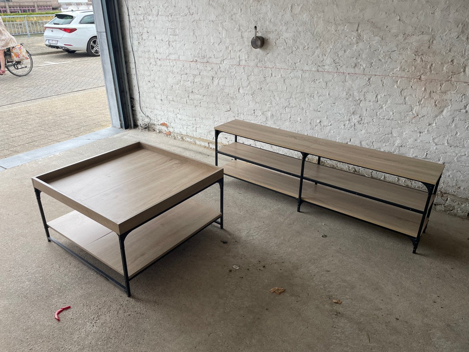 Salontafel + tv meubel licht eiken, Huis en Inrichting, Tafels | Salontafels, Ophalen, Gebruikt
