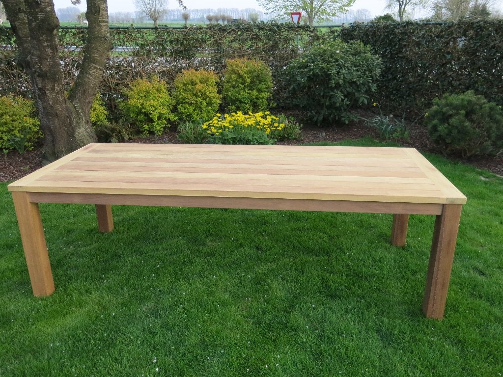 te koop grote teak tuintafel mooie prijs!, Ophalen, Nieuw, Rechthoekig