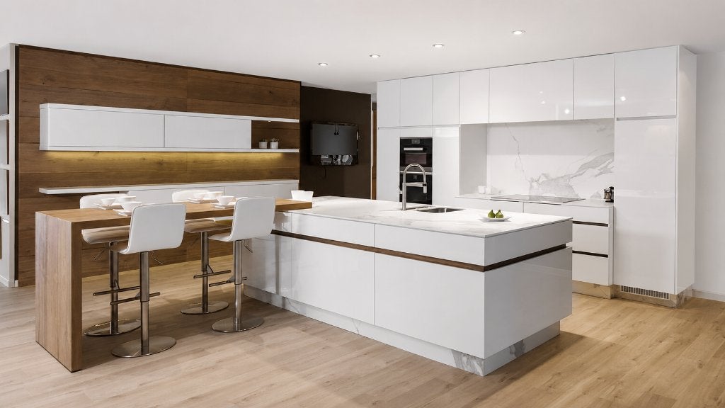 keuken, Huis en Inrichting, Ophalen, Greeploos, Wit, Enkelwandige keuken