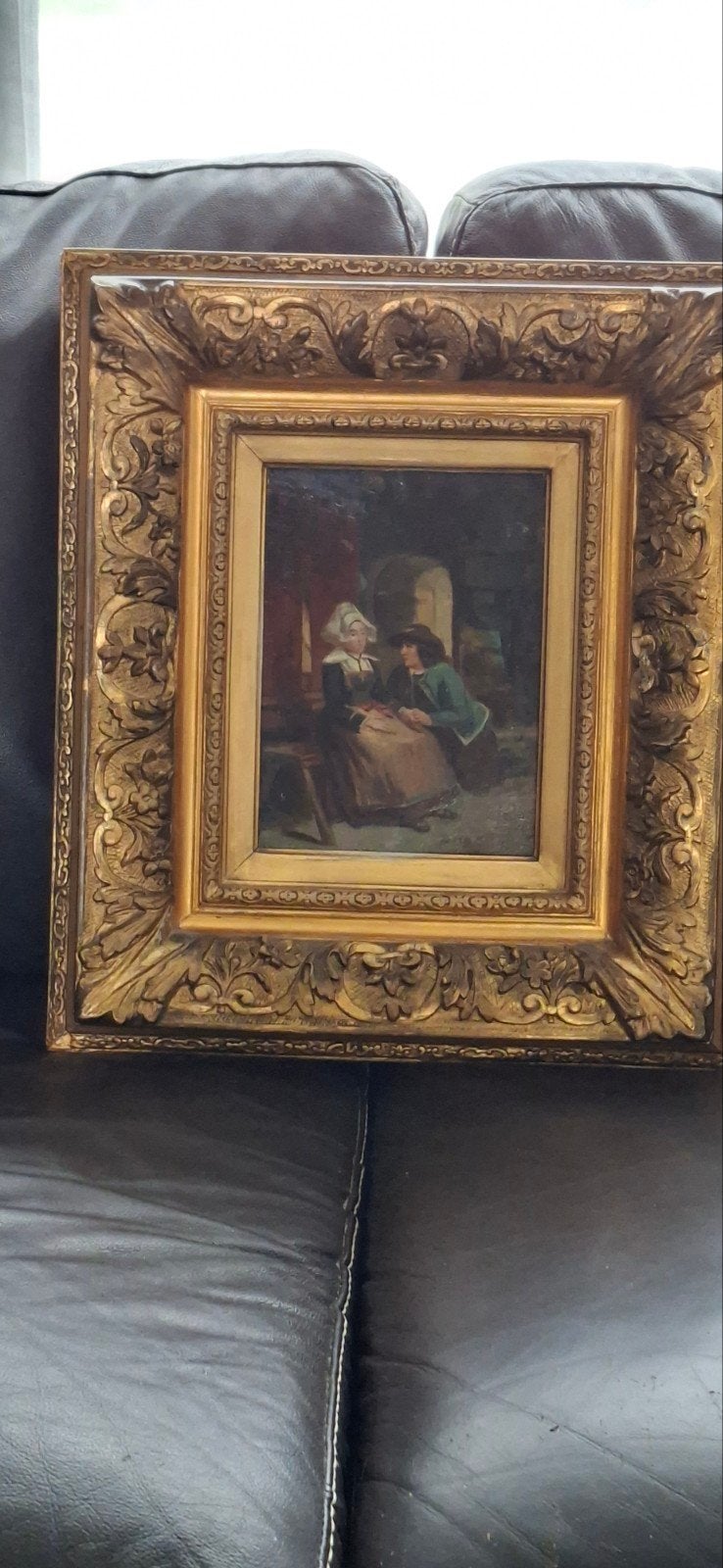 très belle œuvre du XIXe siècle huile sur panneau, Enlèvement ou Envoi