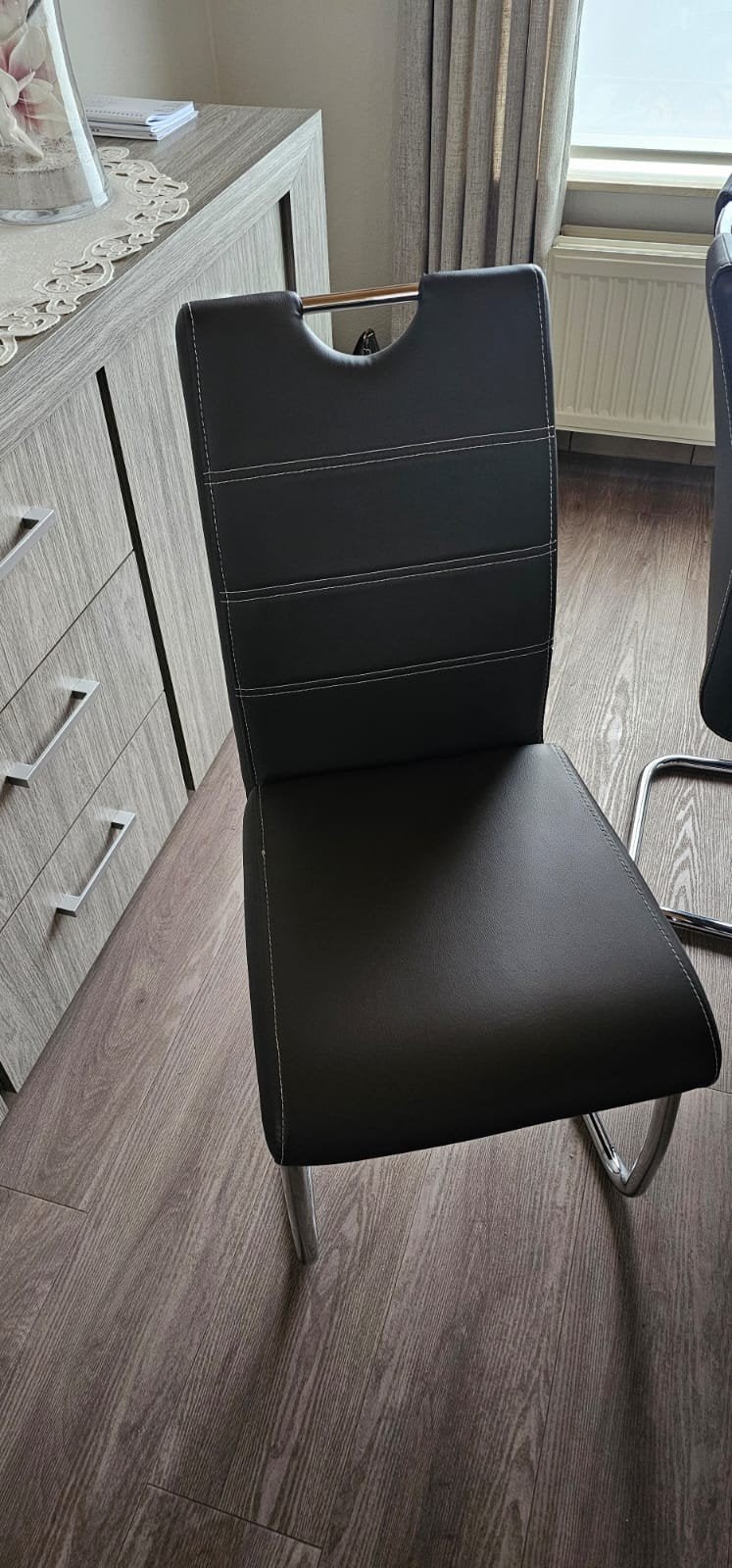 4x stoel in leder, Maison & Meubles, Chaises, Gris, Enlèvement, Utilisé, Cuir