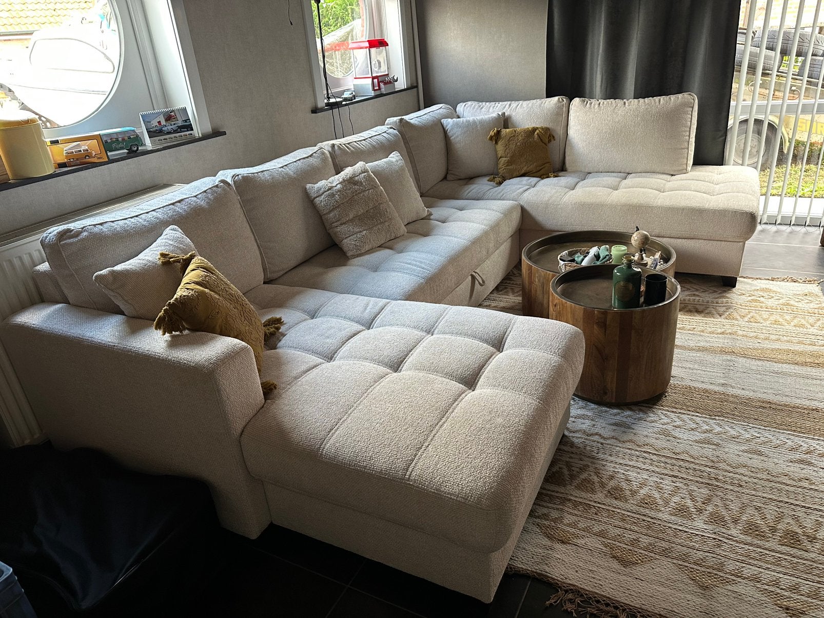 nieuwe U-zetel 3m20 breed, Huis en Inrichting, Ophalen, Zo goed als nieuw, Stof