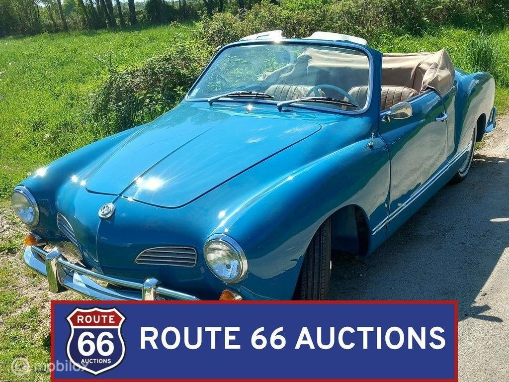 Volkswagen Karmann Ghia Cabriolet | 1966 | Route 66 Auctions, Auto's, Oldtimers, Volkswagen, Zwart, Bedrijf, Handgeschakeld