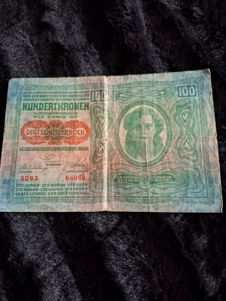 Billet de 100 couronnes de 1912, Enlèvement ou Envoi, Autriche