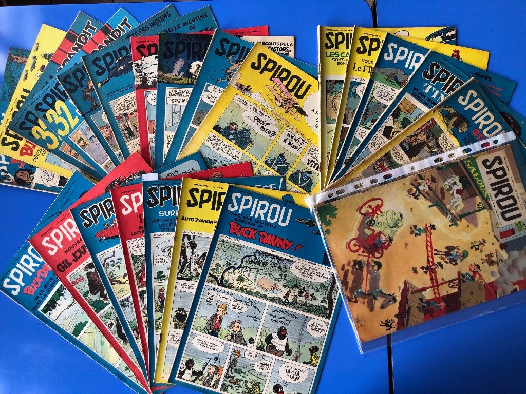 Spirou 1955 et 1956 - Lot (8) 24 fascicules entre 900 et 963, Plusieurs BD, Enlèvement, Utilisé, Franquin Jijé Morris Peyo Paape Hubinon …