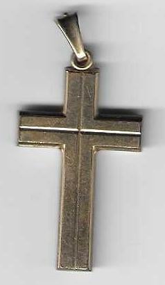 Pendentif croix stylisée couleur or (Juweel 0006), Bijoux, Sacs & Beauté, Pendentifs, Utilisé, Autres matériaux, Or, Croix ou Symbole