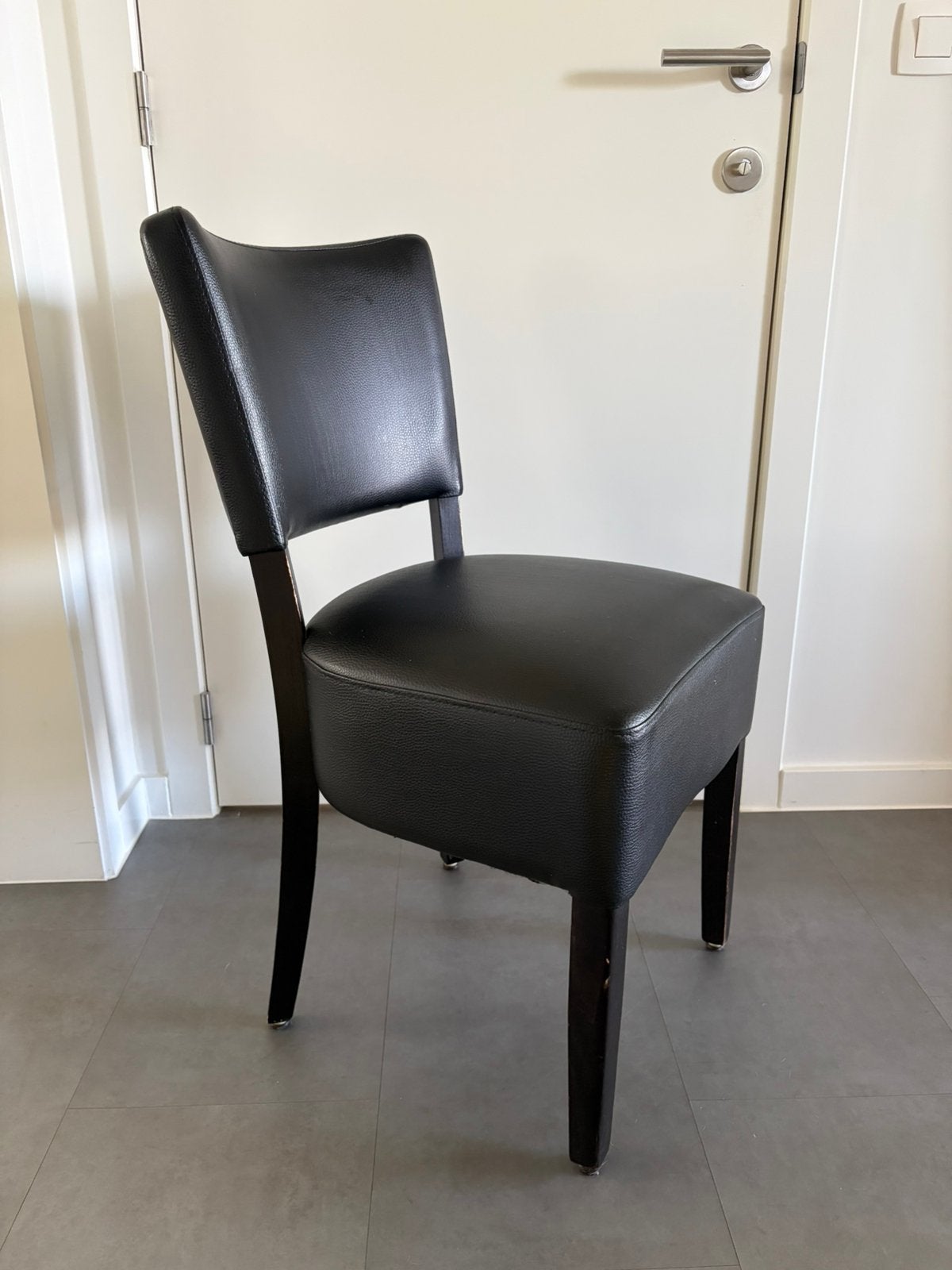 Set (6) zwarte eetkamerstoelen, Huis en Inrichting, Stoelen, Ophalen, Kunststof, Gebruikt, Zwart