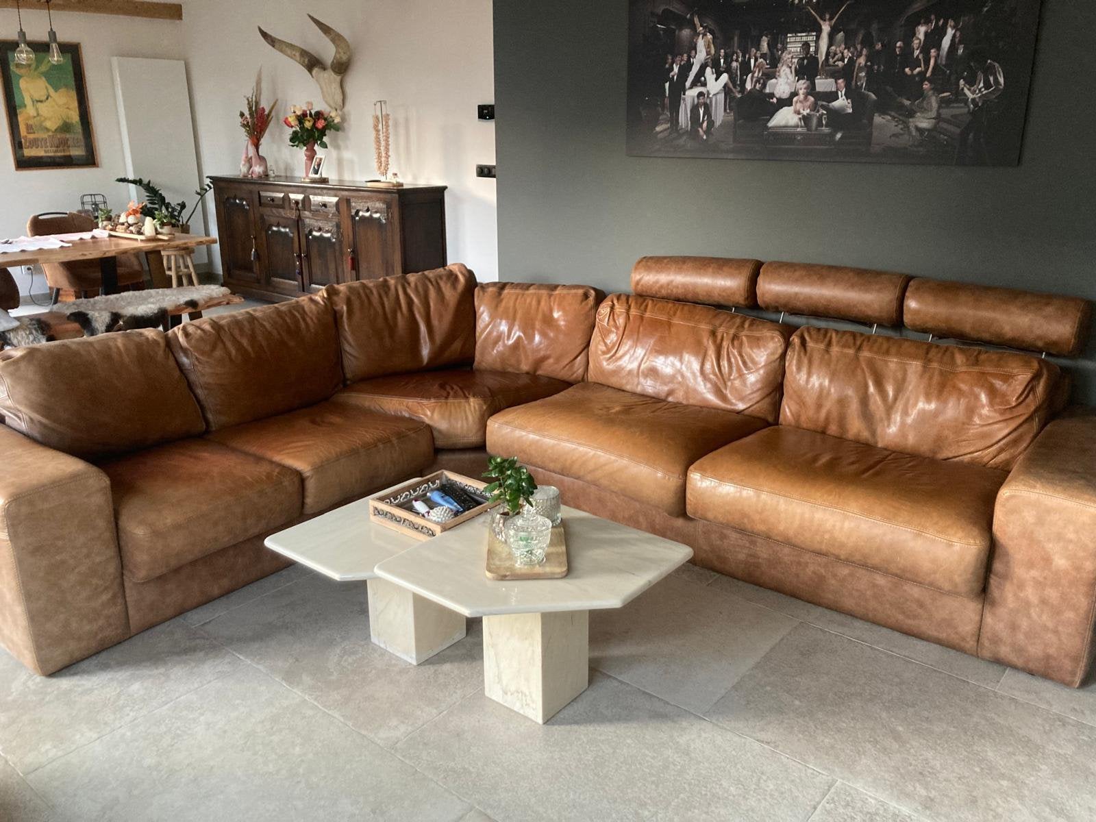 Assise en cuir couleur cognac, Enlèvement, Utilisé, Cuir