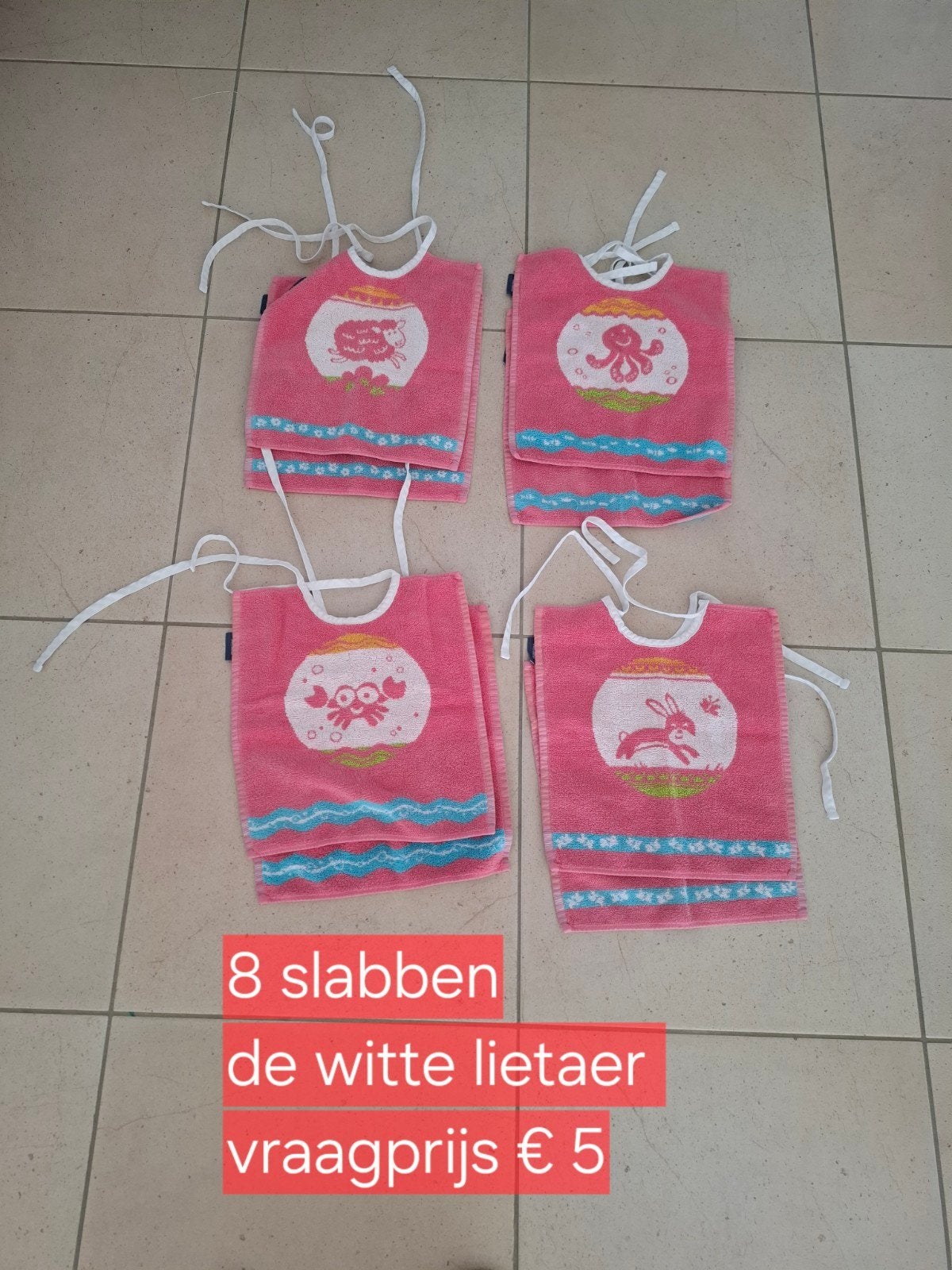 8 slabbetjes de witte lietaer, Kinderen en Baby's, Ophalen of Verzenden, Zo goed als nieuw