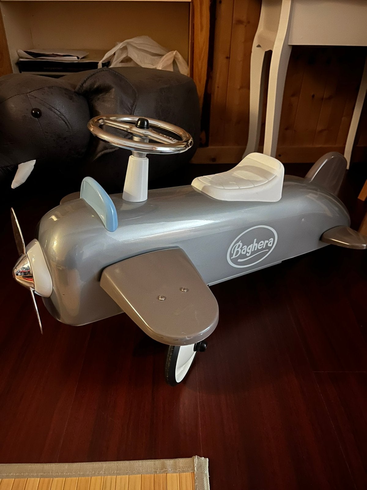 Baghera Speedster Vliegtuig Loopauto – Retro Metaal (Grijs), Kinderen en Baby's, Speelgoed | Buiten | Voertuigen en Loopfietsen