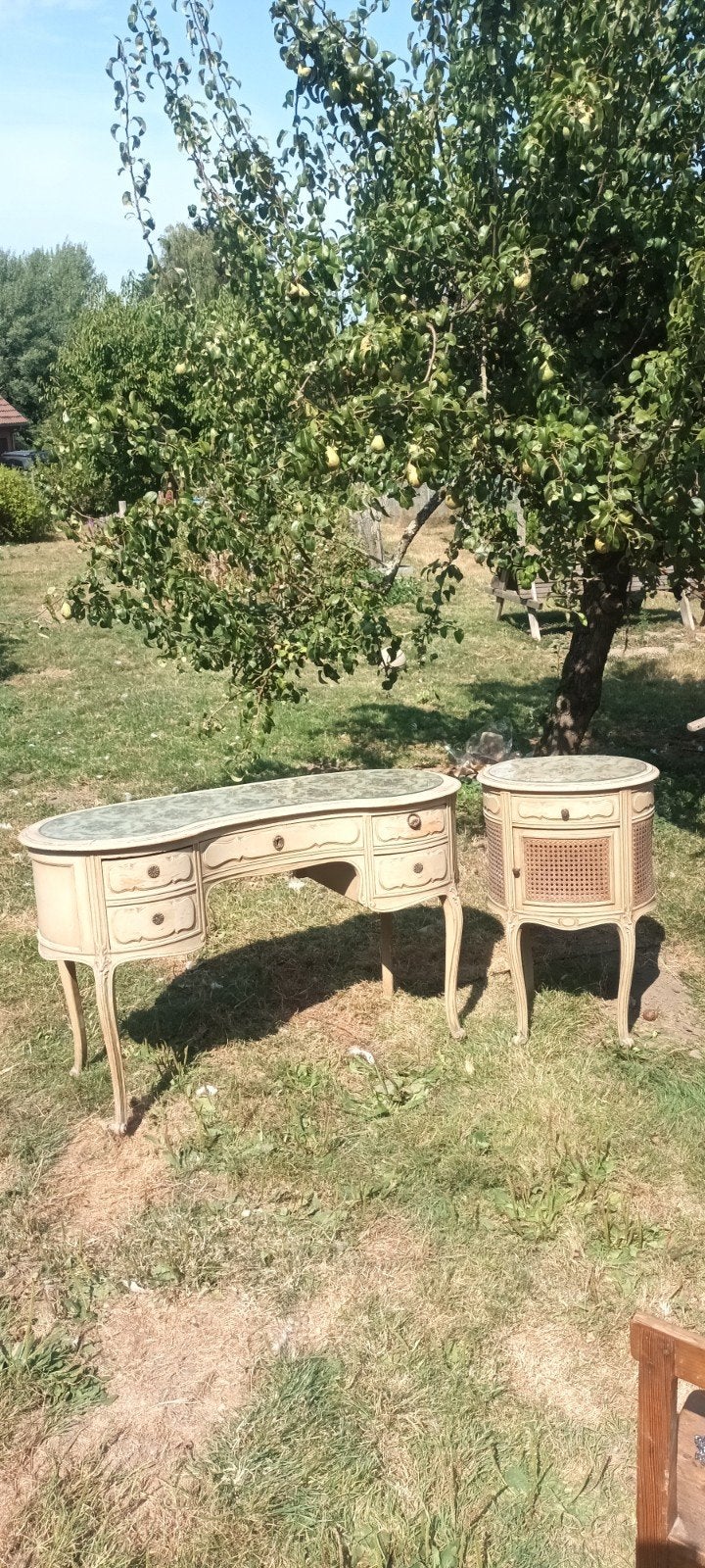 Bureau de dame haricot style Louis XV patiné 1950 - 1980, 70 cm ou plus, 65 cm ou plus, Enlèvement, Utilisé