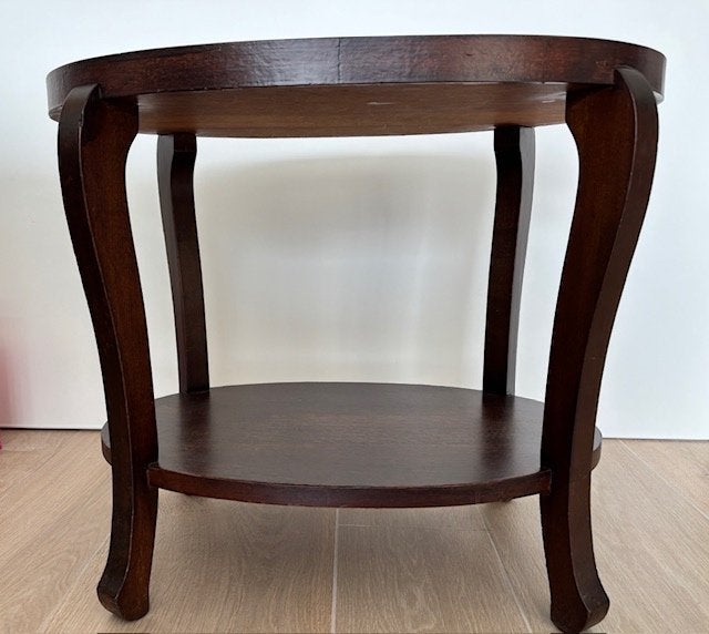 Bijzettafel eik, Huis en Inrichting, Gebruikt, Vintage, 55 tot 75 cm, Ovaal