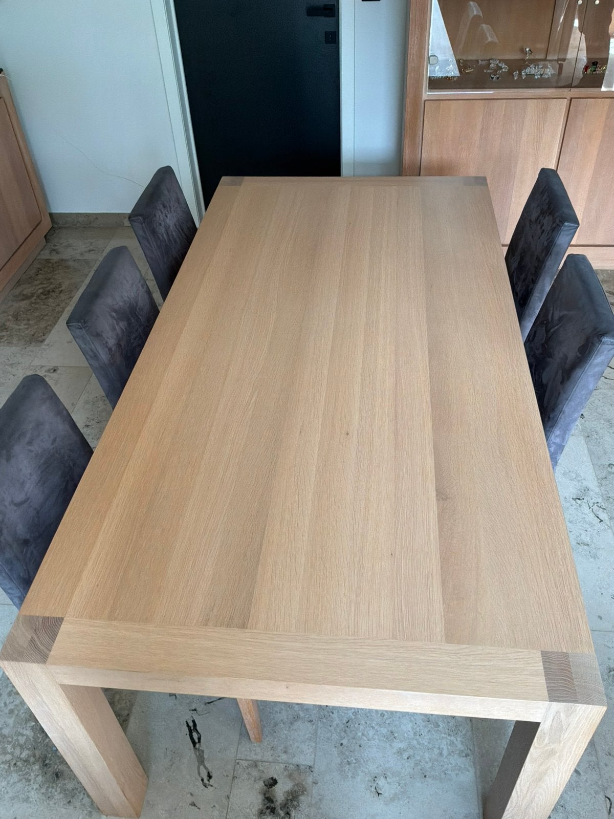 Eettafel (2m x 1m) en 6 stoelen, Huis en Inrichting, Ophalen, 100 tot 150 cm, Eikenhout, 200 cm of meer