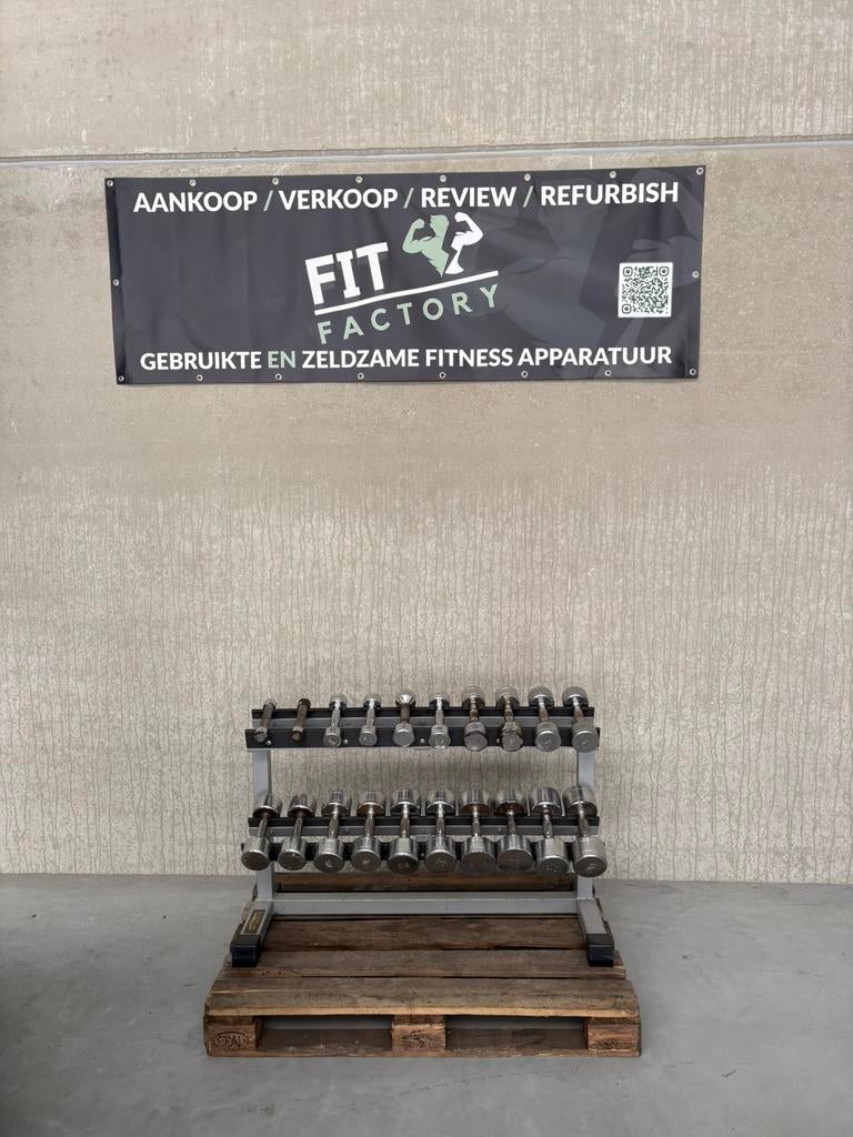 1-10kg Technogym dumbells met rack, Enlèvement, Comme neuf