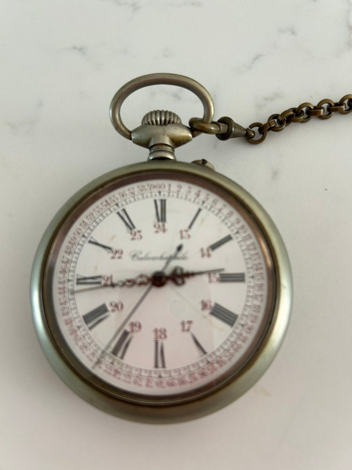 Antieke zakhorloge Beaucourt, Zakhorloge, Staal, 1900 tot 1930, Met ketting
