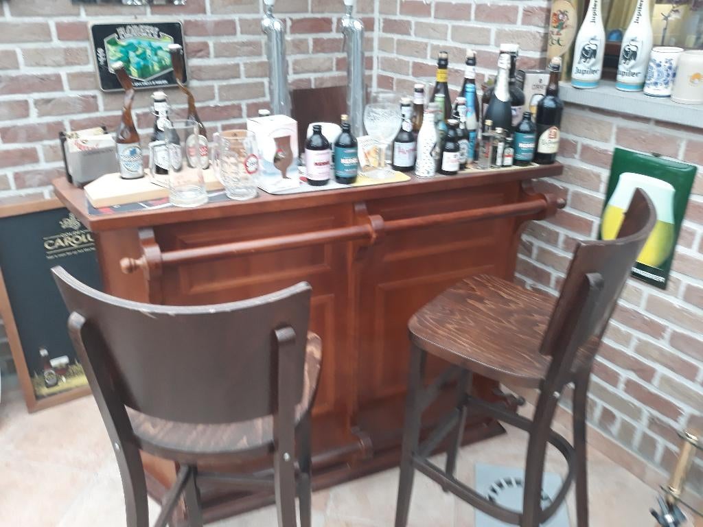 Mooie rustieke bar + 3 barkrukken, Maison & Meubles, Enlèvement, Utilisé, Y compris les chaises de bar