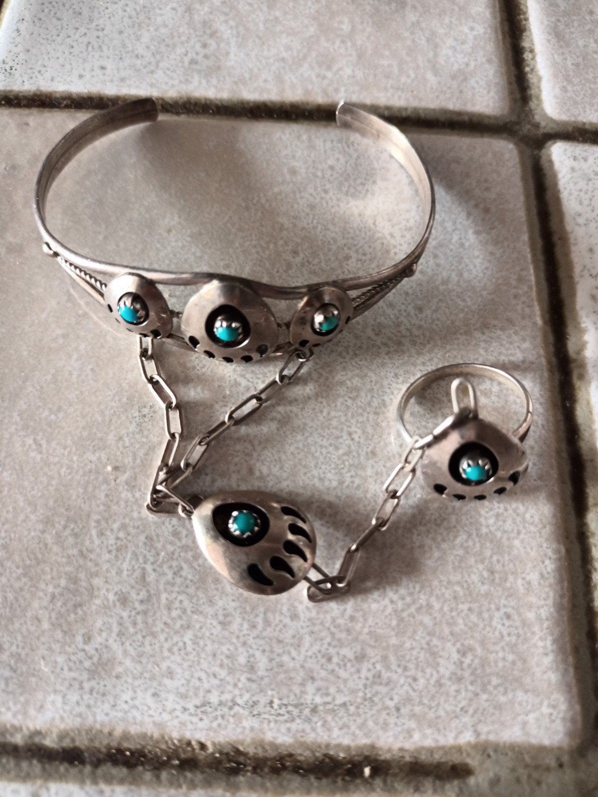 Armband+ring voor berenpootjes, Ophalen of Verzenden, Blauw, Zilver
