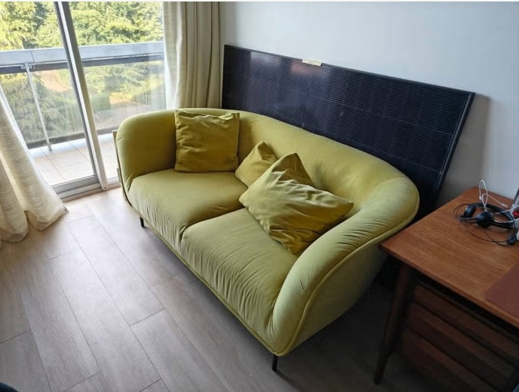 Canapé 2 places - Sits MAJA - Velours Lime Vert, Huis en Inrichting, Ophalen, Gebruikt, 150 tot 200 cm, Tweepersoons