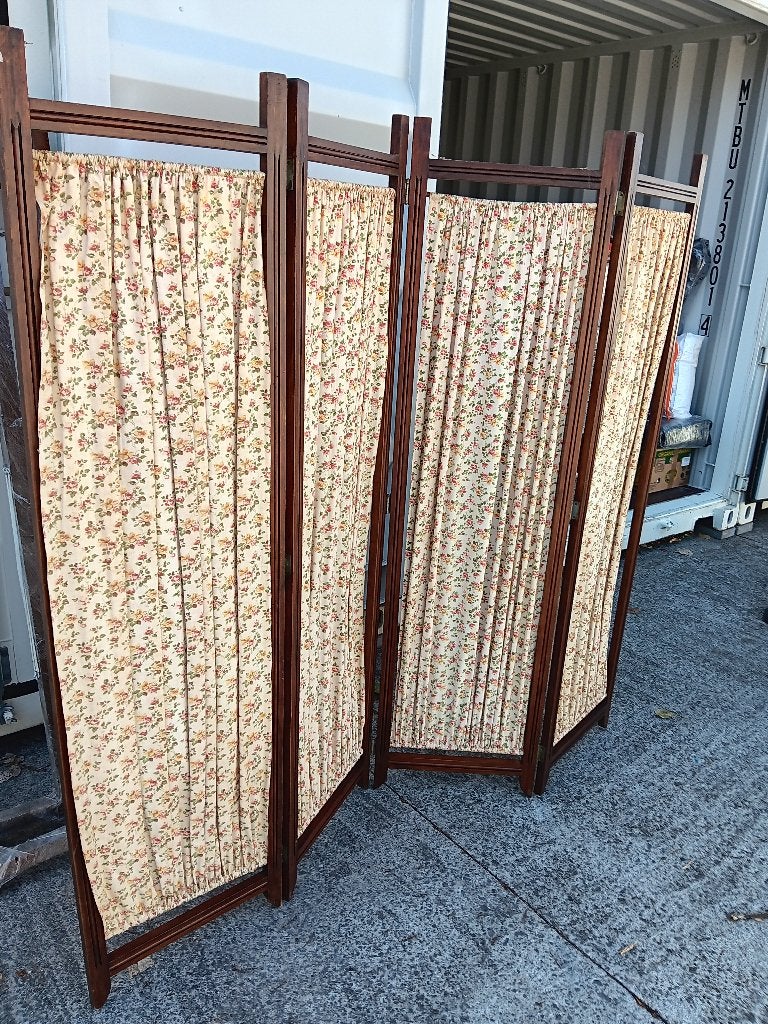 Oud houten kamerscherm met 4 bladen, Ophalen, Gebruikt