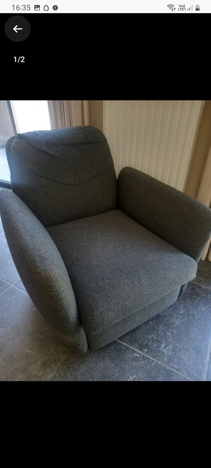 Zetel met relax, Ophalen, Gebruikt, Eenpersoons, 150 tot 200 cm