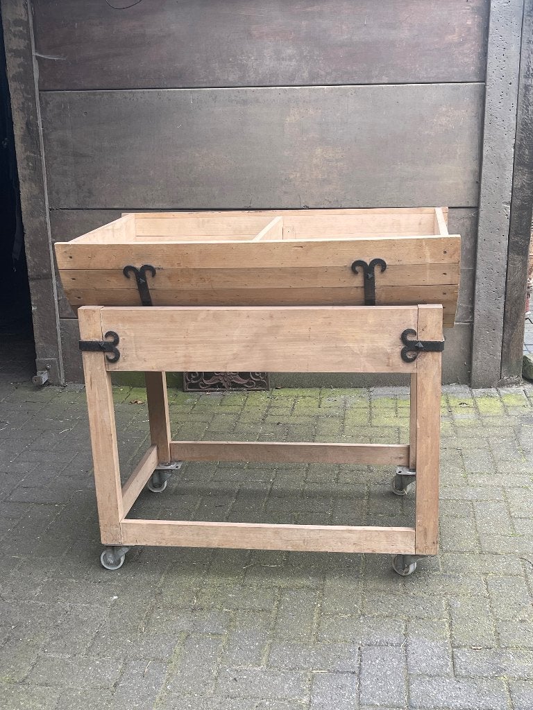 Houten bloembak op wieltjes, Tuin en Terras, Bloembakken en Plantenbakken, Ophalen, Nieuw, Hout