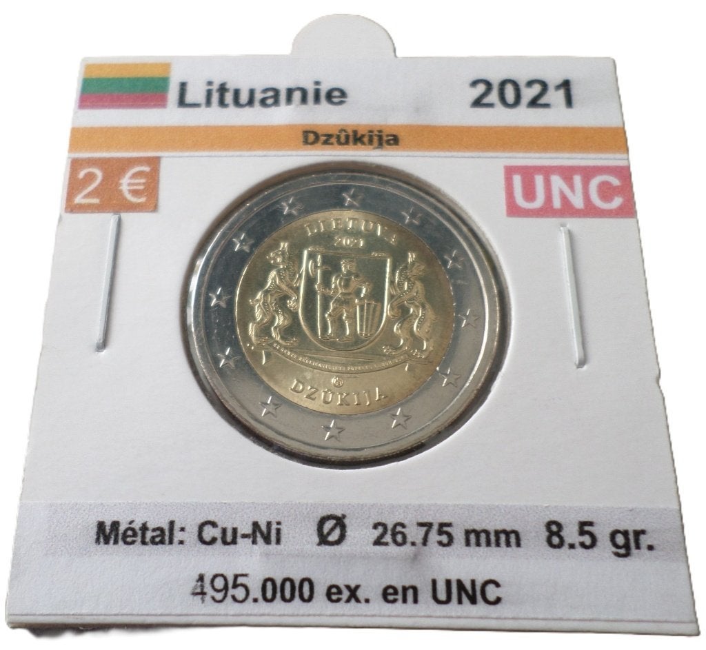 LITUANIE 2 € La région de Dzūkija. année 2021 UNC, Timbres & Monnaies, Envoi, Autres pays, 2 euros, Monnaie en vrac