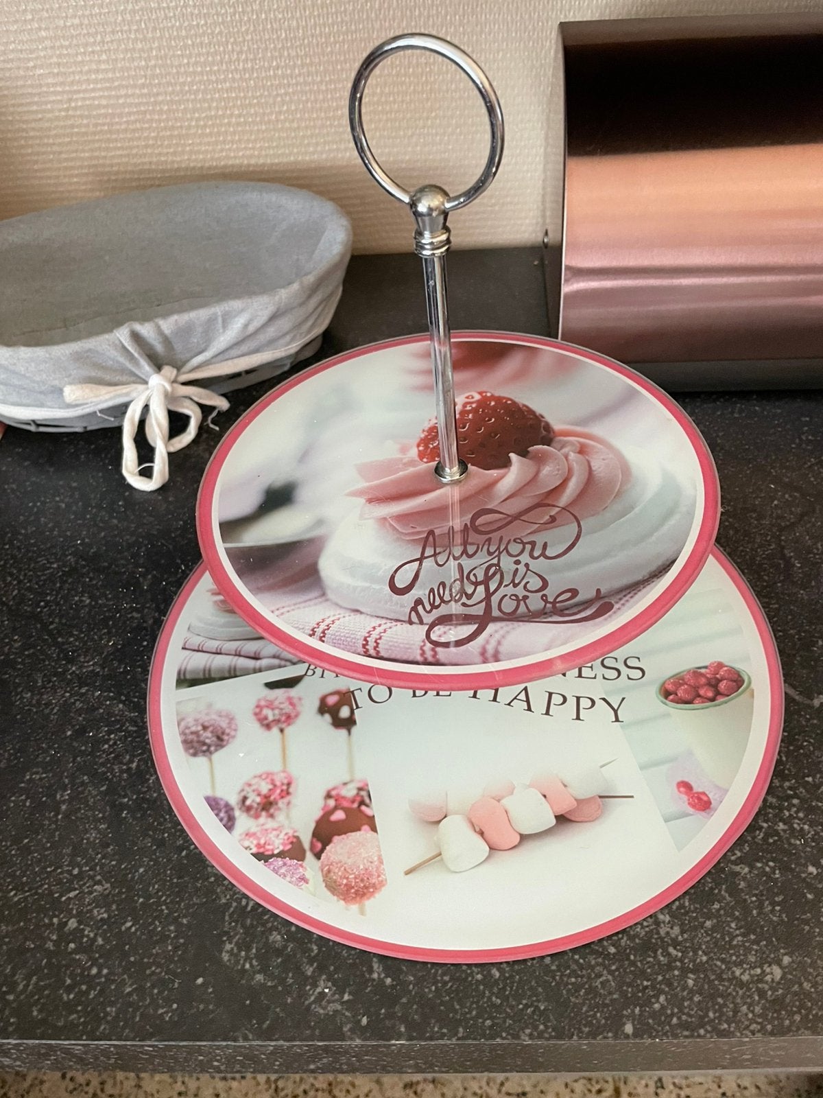 Dubbel glazen dienblad, Huis en Inrichting, Woonaccessoires | Dienbladen, Rond, Ophalen of Verzenden, Met afbeelding/tekst, Glas