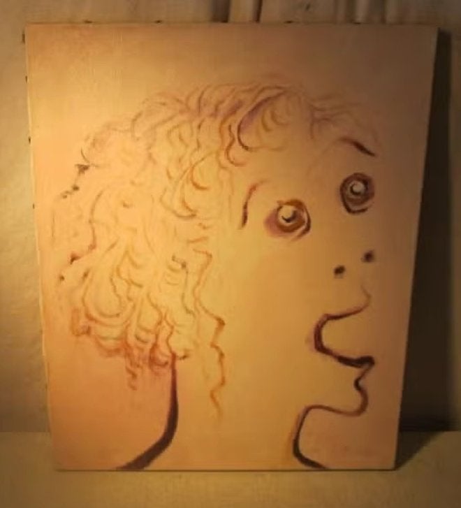 Mooi Modern Geschilderd Werk 'Verbazing' - Rita Toelen, Antiek en Kunst, Ophalen of Verzenden, Textiel, Gesigneerd, Portret