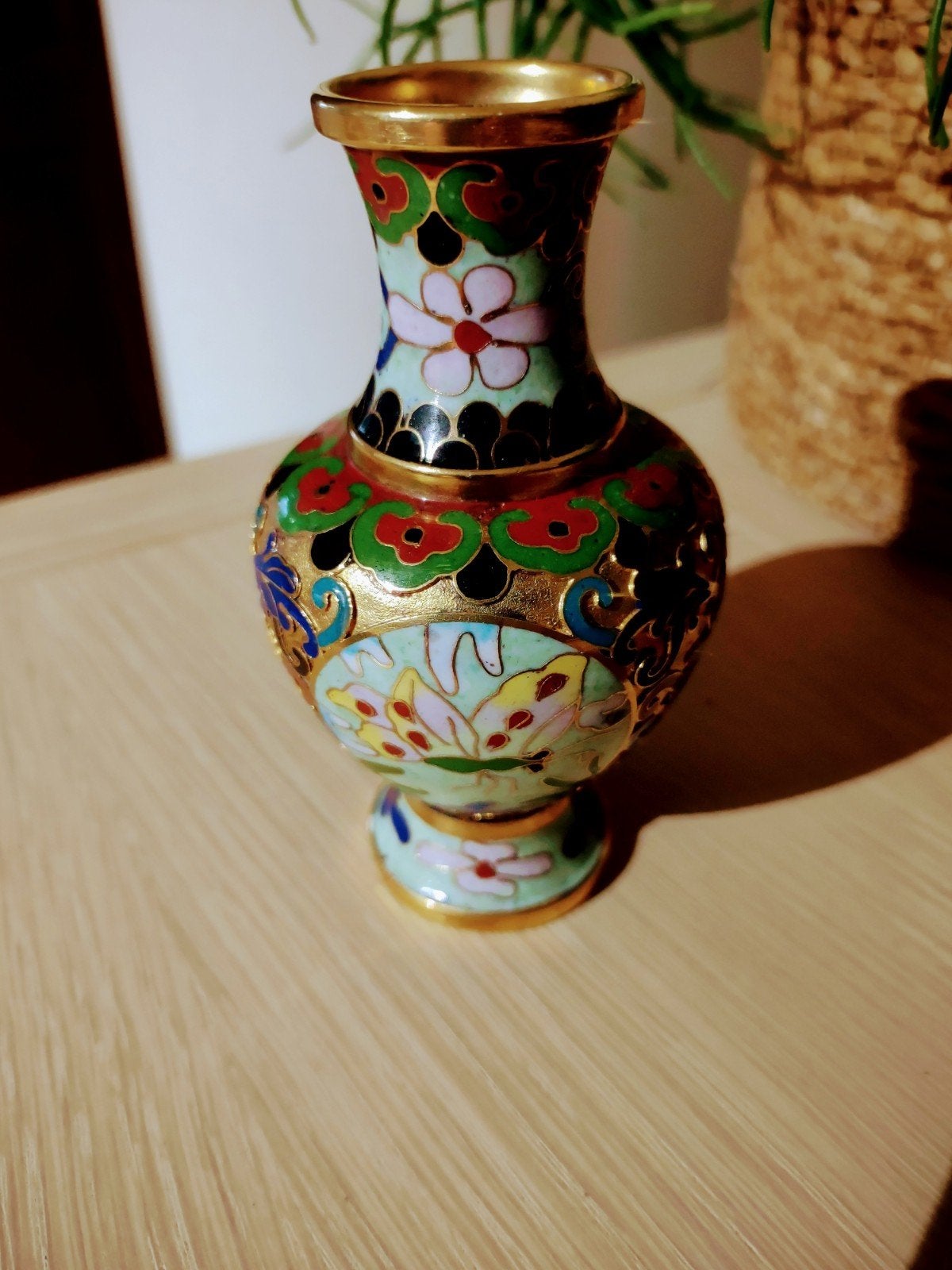Mooi vintage cloisonné miniatuur vaasje., Enlèvement ou Envoi